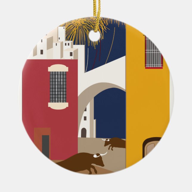 Adorno De Cerámica Viajes de época España (Frente)