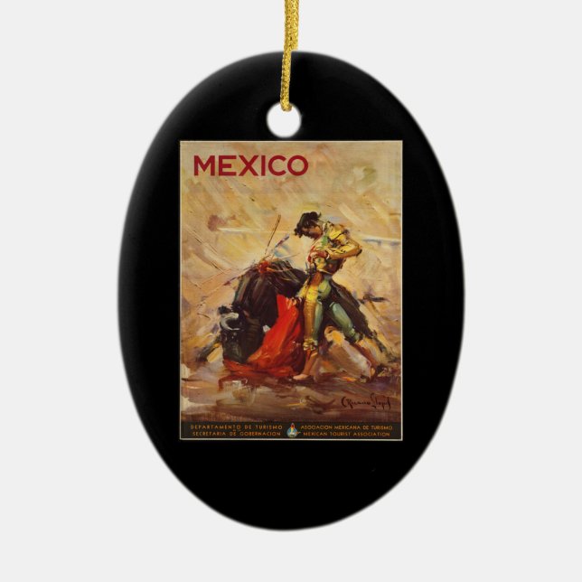 Adorno De Cerámica Viajes de época México Bull Fighting Matador (Frente)
