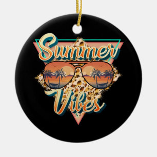 Adorno De Cerámica Viajes de verano retro Beach Sunset