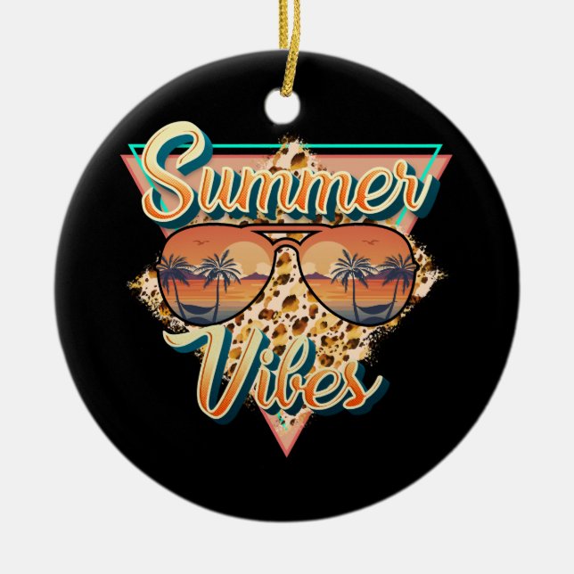 Adorno De Cerámica Viajes de verano retro | Beach Sunset (Frente)