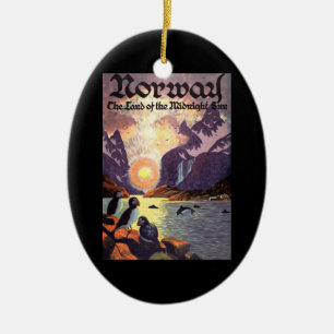 Adorno De Cerámica Viajes de vintage, Noruega Tierra de fiordos del s