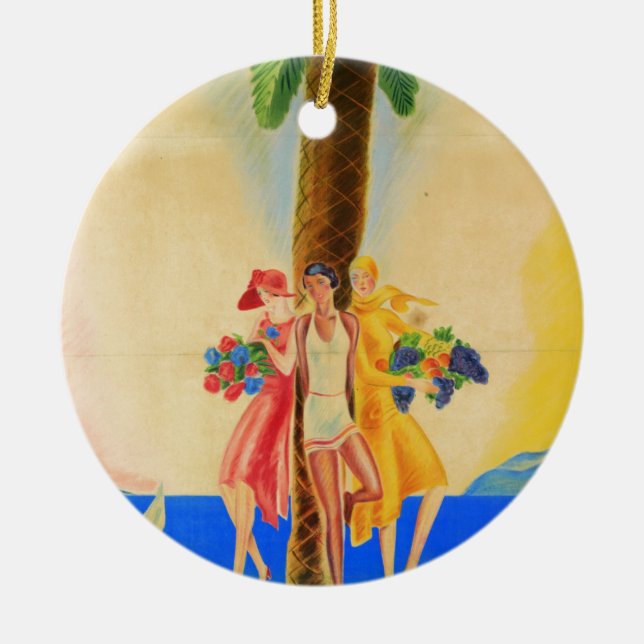 Adorno De Cerámica Viajes franceses de Cannes de época (Frente)