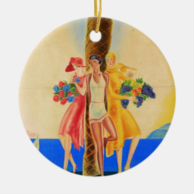 Adorno De Cerámica Viajes franceses de Cannes de época (Frente)