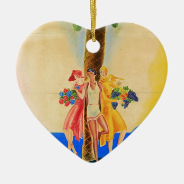 Adorno De Cerámica Viajes franceses de Cannes de época (Frente)