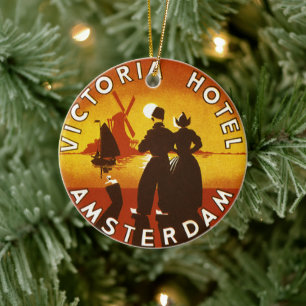 Adorno De Cerámica Viajes Vintage, Hotel Victoria, Ámsterdam, Holanda