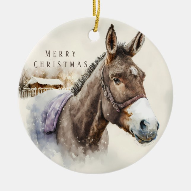 Adorno De Cerámica Vibes de navidades - Burro acuático y Ermine - (Frente)