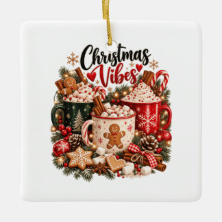 Adorno De Cerámica Vibraciones de Navidad Cocoa Caliente y Pan de Jen