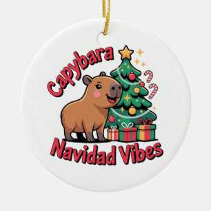 Adorno De Cerámica Vibraciones de Navidad del Carpincho Humor Navideñ