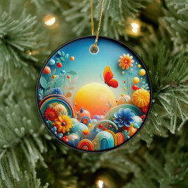 Adorno De Cerámica Vibrant Butterfly Fantasy Garden