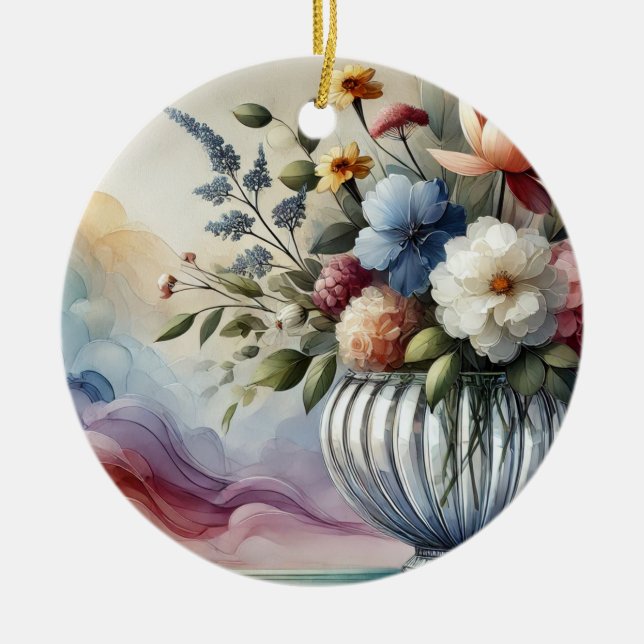 Adorno De Cerámica Vibrante Armonía Floral Invitación de cumpleaños (Frente)