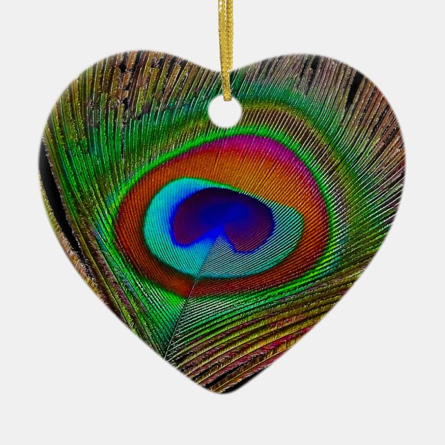 Adorno De Cerámica Vibrante pluma de cobre para pavo real (Frente)