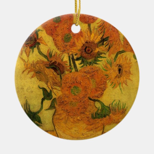 Adorno De Cerámica Vicente van Gogh Vase de Vida Fija con 15 girasole (Frente)