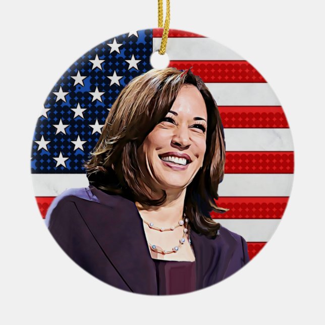 Adorno De Cerámica Vicepresidente Kamala Harris Keepsake Souvenir (Frente)
