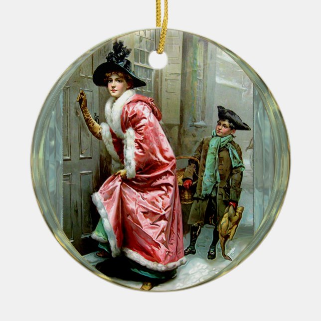 Adorno De Cerámica Victorian de la cena de navidad (Frente)