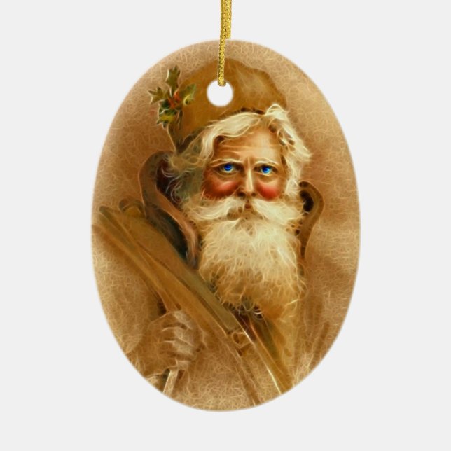 Adorno De Cerámica Victorian Papá Noel del Viejo Mundo (Frente)