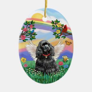 Adorno De Cerámica Vida Arcoíris - Cocker Spaniel negro