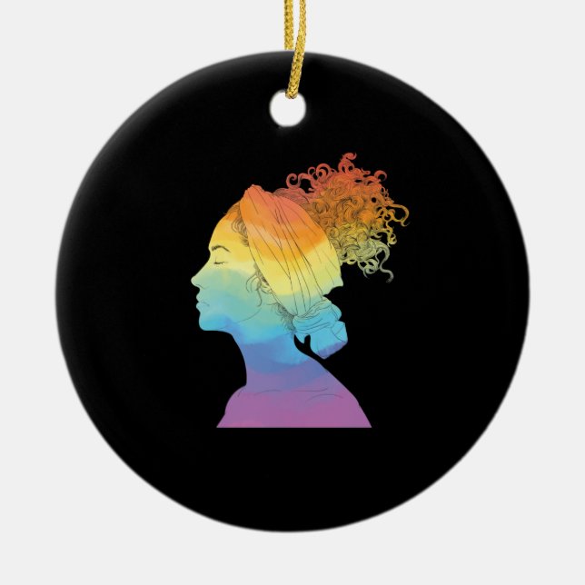 Adorno De Cerámica Vida arcoiris, mujer, libertad (Frente)