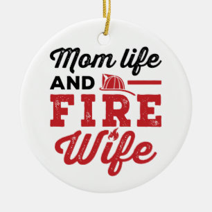 Adorno De Cerámica Vida de mamá y esposa de bombero