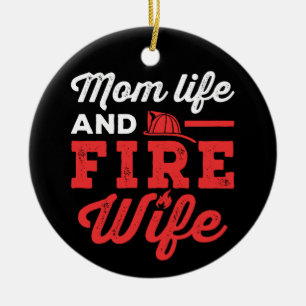 Adorno De Cerámica Vida de mamá y esposa de bombero
