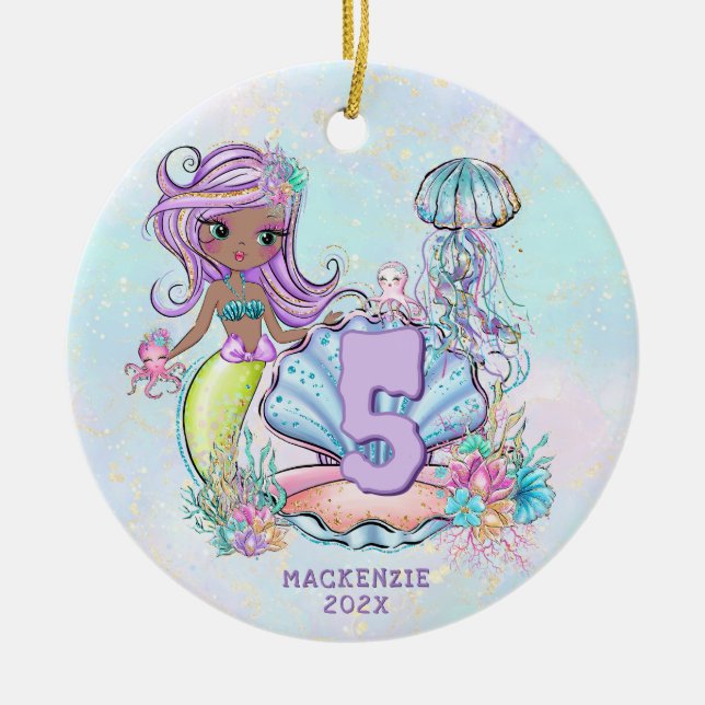 Adorno De Cerámica Vida en el mar de la sirena | Fiesta de cumpleaños (Frente)