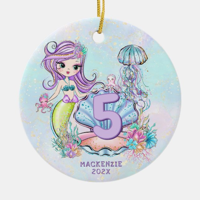 Adorno De Cerámica Vida en el mar de la sirena | Fiesta de cumpleaños (Frente)