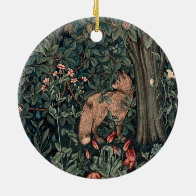 Adorno De Cerámica Vida silvestre William Morris Greenery Fox (Atrás)