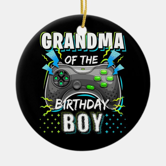 Adorno De Cerámica Videojuego de la abuela del niño cumpleaños (Frente)
