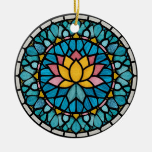 Adorno De Cerámica Vidriera Mandala de Loto