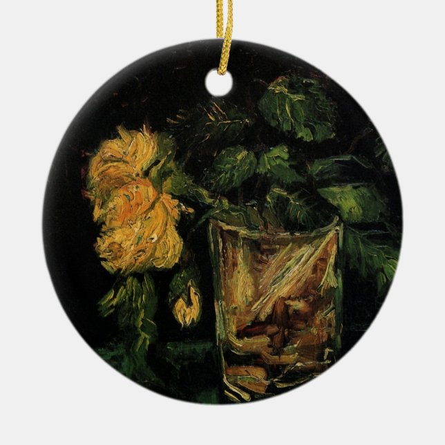 Adorno De Cerámica Vidrio con Rosas de Vincent van Gogh (Frente)