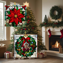 Adorno De Cerámica Vidrio de Poinsettias Únicas