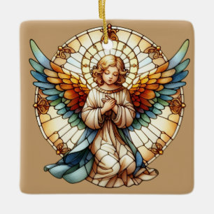 Adorno De Cerámica Vidrio emplomado angelical reversible