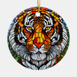 Adorno De Cerámica Vidrio emplomado de tigre