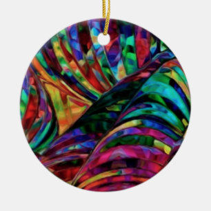 Adorno De Cerámica Vidrio manchado en tonos de joyas abstracto arte