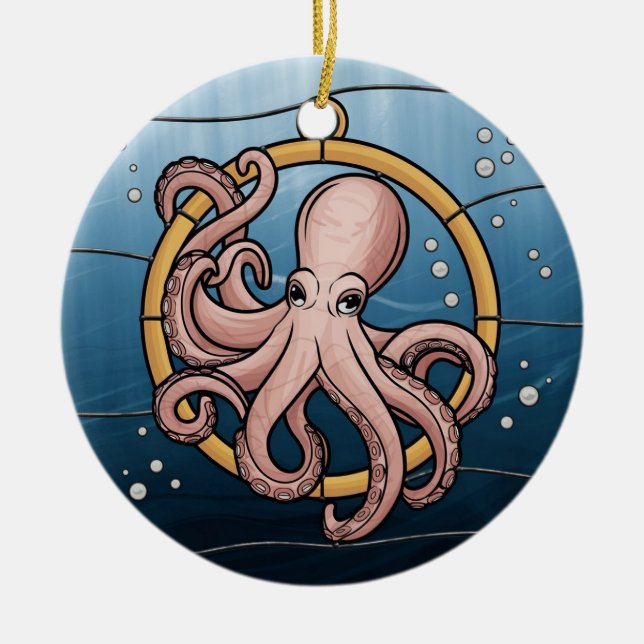 Adorno De Cerámica Vidrio manchado, pulpo de vidrio manchado (Frente)