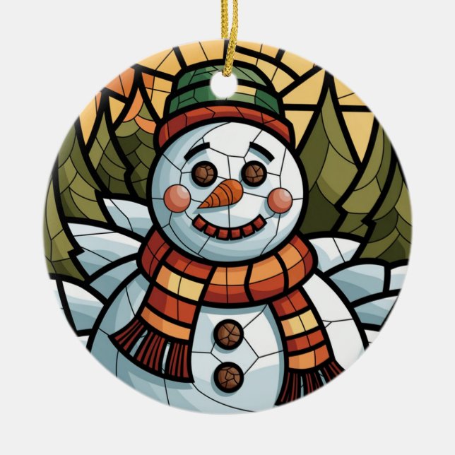 Adorno De Cerámica Vidrio manchado, vidrio manchado de nieve (Frente)