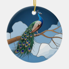 Adorno De Cerámica Vidrio manchado, vidrio manchado de pavo real