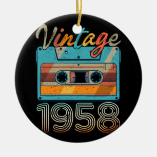 Adorno De Cerámica Vieja Cinta Cassette Retro 65º cumpleaños 65