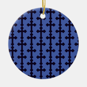Adorno De Cerámica Vieja cruz cristiana púrpura