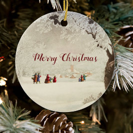 Adorno De Cerámica Vieja escena de invierno de Navidades victorianos