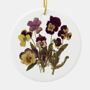 Adorno De Cerámica Viejas Violetas en Flor, Flores de Jardín Floral