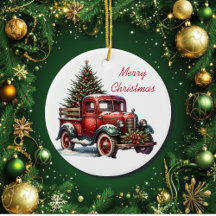 Viejo Camión Rojo Vintage Navidades