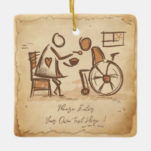 Adorno De Cerámica Viejo cuidador de moda, asistente de Enfermería