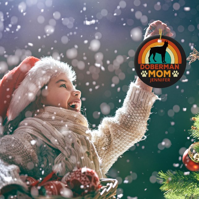 Adorno De Cerámica Viejo Doberman Dog Mom Sunset Personalizado (Subido por el creador)