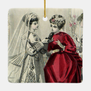 Adorno De Cerámica Viejo retrato de novia del Partido de la Boda Vict