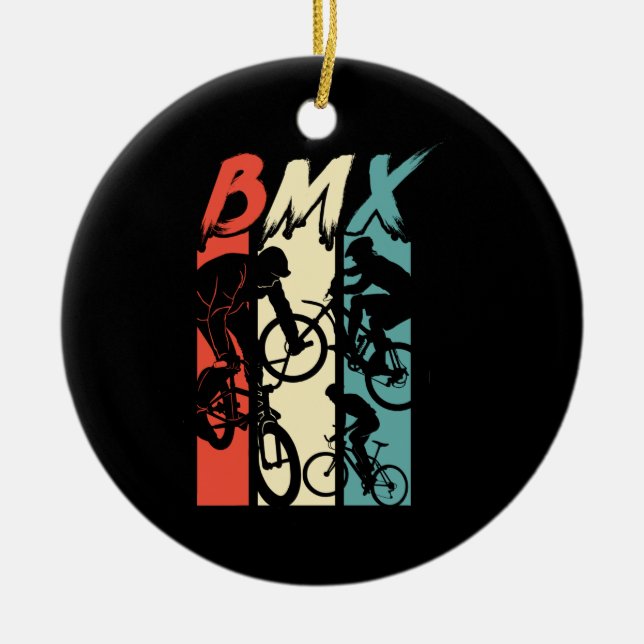 Adorno De Cerámica Viejo Retro BMX Bicicleta Freestyle Stunt Biker (Frente)