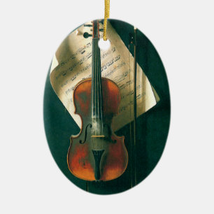 Adorno De Cerámica Viejo violín por vida de William Michael Harnett