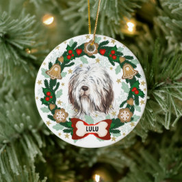 Adorno De Cerámica Viejos Navidades de perro de oveja inglesa Cookie 