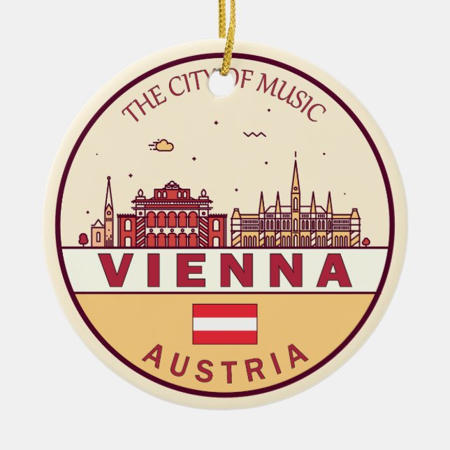 Adorno De Cerámica Viena Austria City Skyline Emblem (Frente)