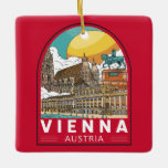 Adorno De Cerámica Viena Austria Travel Retro Emblem<br><div class="desc">Diseño de viaje retro de Viena en estilo emblema. Su legado artístico e intelectual fue moldeado por residentes como Mozart,  Beethoven y Sigmund Freud.</div>