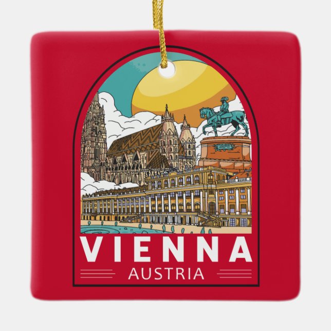 Adorno De Cerámica Viena Austria Travel Retro Emblem (Anverso)
